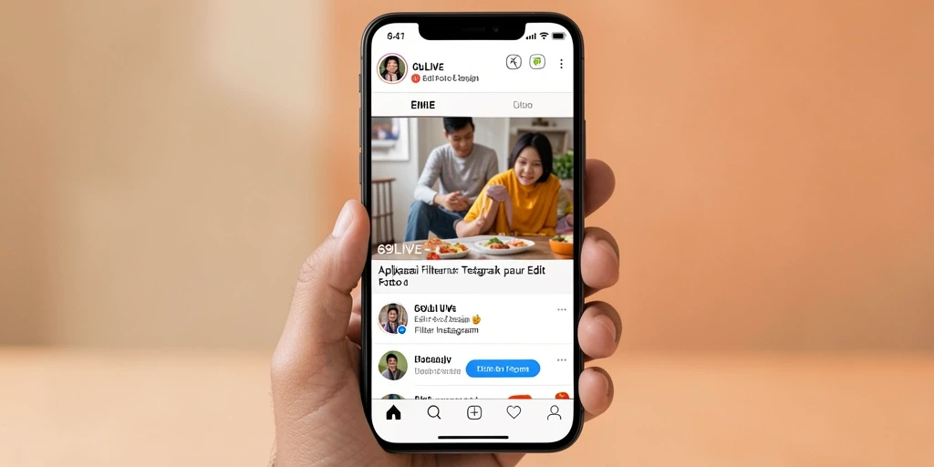 Tampilan antarmuka pengguna aplikasi Filter Instagram 69LIVE yang menarik dan intuitif.