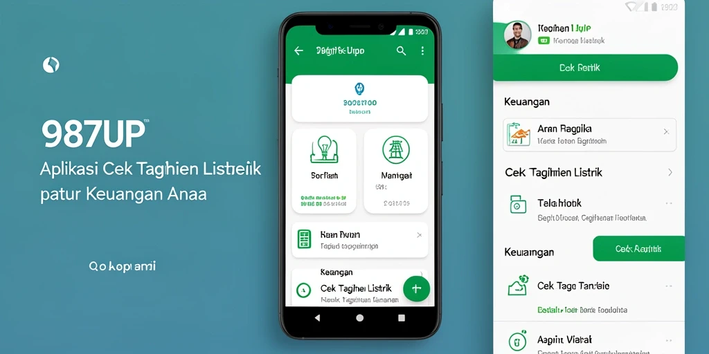 Antarmuka aplikasi 987UP untuk cek tagihan listrik yang user-friendly.