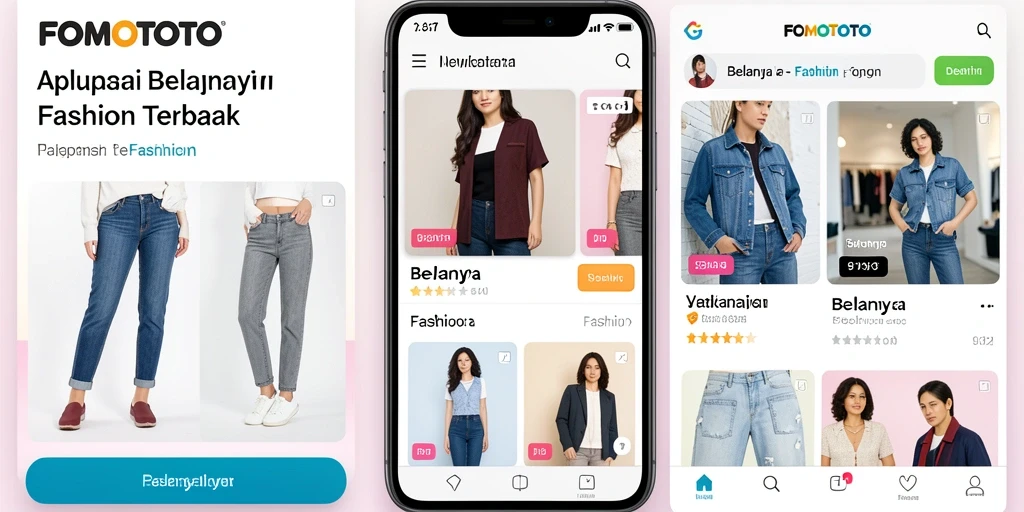 Antarmuka user-friendly FOMOTOTO untuk belanja fashion.