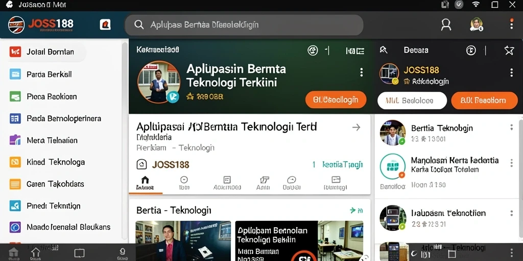 Antarmuka aplikasi JOSS188 menampilkan berita teknologi terbaru.