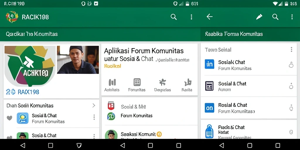 Antarmuka aplikasi Forum Komunitas RACIK198 yang modern dan ramah pengguna.
